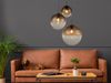 LED Pendelleuchte 3-flammig mit Glaskugeln aus Amberglas, Ø 51cm Bild 5