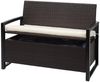 Poly-Rattan 2er Sitzbank HWC-F39, Gartenbank Truhenbank, Staufach Aufbewahrung Sitzkissen ~ braun, Kissen creme Bild 4