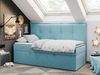Kinderbett BANCO, Boxspringbetten für Kinderzimmer, Jugendbett, Einzelbett mit Matratze - Blau Velours - Topper Visco Bild 3