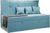 Kinderbett BANCO, Boxspringbetten für Kinderzimmer, Jugendbett, Einzelbett mit Matratze - Blau Velours - Topper Visco Bild 4