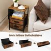 COSTWAY Nachttisch (2-St), mit Ladestation, USB-Anschlüsse&Schubladen, braun Bild 3