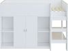 Merax Multifunktionales Hochbett 90*200 Kinderbett mit Stauraum , Schrank und Regalen – mit Leiter, Weiß Bild 5