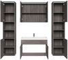 Badplaats Badmöbel Komplettset Paso XL LED 80 x 40 cm Grau Eiche - Badezimmermöbel mit Waschbecken, Spiegelschrank und 2 Badezimmerschränke Bild 4