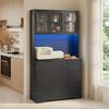 Bealife Buffet Küchenschrank mit Arbeitsplatte und 3 Schubladen (Mit LED-Licht (farblich einstellbar) & Steckdose) Bild 2