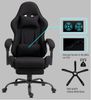 Delman Gaming-Stuhl, ergonomischer Bürostuhl mit 2-Punkt-Massagefunktion, Fußstütze und Kopfstütze, Stoffbezug, Schwarz Bild 3