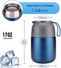 LOGEEYAR Thermobehälter 500ml Edelstahl Isolierbehälter mit Löffel, Blau Bild 2