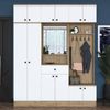Dmora Eingangsmöbel Adonis, Moderner Eingang, Wandgarderobe, Multifunktions-Aufbewahrungskonsole, 180x38 h226 cm, Walnuss und Weiß Bild 2