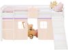 Hochbett Kinder 90x200 cm mit Lattenrost Rutsche Kinderbett Stockbett Vorhang Lila Peach Leiter Holz Massiv Bild 4