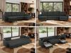 U-förmige Ecksofa, XXL Universalecke mit losen Kissen zum Wohnzimmer, Bettkästen und Schlaffunktion, schwarze Metallbeine - AXEL U - Dunkelgrau Stoff Bild 2