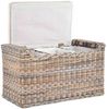 Krines Home Sitztruhe Rattan Wäschetruhe Sitzbank mit Stauraum Wäschesortierer 3 Fächer, mit Deckel Bild 3