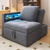 Schlafsofa 177x68x65cm 3‑in‑1, Leinenbezug, 5‑fach verstellbare Rückenlehne, LED & USB/Typ‑C,Hellgrau Bild 5