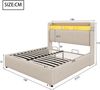 Merax Polsterbett 140*200cm mit LED-Beleuchtung und USB-Steckdose, Kopfteil mit Einlegeböden und Stauraum, Mit Hydraulik für die Lagerung, Erwachsenenbett Doppelt, Leinenstoff Beige Bild 4