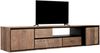 TV-Board Metropole hängend aus Teakholz, modern massiv, natur, 195 cm, schwarzes Metallgestell Bild 2