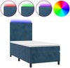 vidaXL Boxspringbett mit Matratze & LED Dunkelblau 90x190 cm Samt 3135979 Bild 2