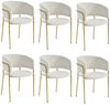 Flieks Esszimmerstuhl (Set, 6 St), 6er Set Polsterstühle mit Armlehnen Wohnzimmerstuhl Cordstoff Beige Bild 4