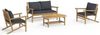 vidaXL 4-tlg. Garten-Lounge-Set mit Dunkelgrauen Kissen Bambus 3156470 Bild 2