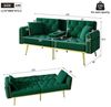 Merax Schlafsofa mit 3 verstellbaren Neigungswinkeln & ausklappbarer Liegefunktion, 2 sitzer Klappsofa Polstersofa mit bettfunktion 1 Teile, Sofa klappbar mit Getränkehalter, Zierkissen & Seitentasche, Samtbezug Bild 4