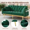 Merax Schlafsofa mit 3 verstellbaren Neigungswinkeln & ausklappbarer Liegefunktion, 2 sitzer Klappsofa Polstersofa mit bettfunktion 1 Teile, Sofa klappbar mit Getränkehalter, Zierkissen & Seitentasche, Samtbezug Bild 2