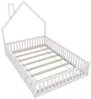 Hausbett mit Lattenrost und Rausfallschutz, 140x200 cm, Kinderbett, Jugendbett, Kiefer Bild 5