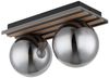 LED Deckenleuchte, Holzoptik, 2 flammig, Glaskugel, L 35 cm Bild 4