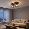 LED Deckenleuchte, Holzoptik, 2 flammig, Glaskugel, L 35 cm Bild 3