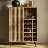 Hausbar Mango Massivholz 80x123cm Barschrank mit Schiebetür im Gitter-Design - Bar Schrank Weinaufbewahrung - Spirituosenschrank mit Metallbeine und Weinregal Handmade Bild 2