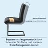 KHG Esszimmerstuhl Schwingstuhl Schwarz Leder | Freischwinger bis 110 kg - Küchenstuhl, Schwingstuhl, Polsterstuhl mit Schaumstofffüllung und Wellenfederung Bild 5