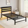 Bettgestell 90x200 cm mit USB-Anschluss, RGB-LED & Ablagefläche, Metall und Holz, schwarz Bild 4