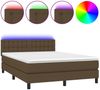Polsterbett mit Matratze & LED Stoff Dunkelbraun 140x200 cm Bild 2