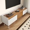 Stilvoller TV-Schrank mit 3 Türen – 160 cm, Weiß und Naturholz, stabil und geräumig, 160x39x49.5cm Bild 4
