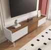 Stilvoller TV-Schrank mit 3 Türen – 160 cm, Weiß und Naturholz, stabil und geräumig, 160x39x49.5cm Bild 5