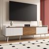 Stilvoller TV-Schrank mit 3 Türen – 160 cm, Weiß und Naturholz, stabil und geräumig, 160x39x49.5cm Bild 3