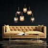 LED Hängeleuchte, 6 Flammig, Glas amber rauch, messing, L 80 cm Bild 3