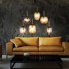 LED Hängeleuchte, 6 Flammig, Glas amber rauch, messing, L 80 cm Bild 5