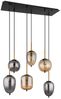 LED Hängeleuchte, 6 Flammig, Glas amber rauch, messing, L 80 cm Bild 2