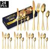 Forrlite Besteck-Set Besteck Set für 6 Personen,24teiliges Edelstahl Essbesteck&Steakmesser, 6 Personen, Elegantes/Modernes Besteckset,Besteck Set für Restaurant,Hotel,Zuhause Bild 5