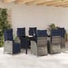 vidaXL Garten Essgruppe mit Kissen 7 pcs Grau und Schwarz Rattan 3380586 Bild 4