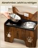 Erhöhte Hundenäpfe, Erhöhter Hundenapf, Hundenapfständer mit 2 Edelstahlnäpfen, Auslaufsicheres Hundenapf-Set, Futternäpfe, für Kleine Mittlere Große Hunde, Vintagebraun und Schwarz Bild 5