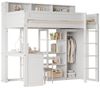 Odikalo Etagenbett Kinderbett Tisch Kleiderschrank integrierter Stauraum Weiß 90x200cm Bild 4