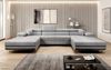 Designer Sofa Calvera U mit Schlaf- und Klappfunktion (Samt) Hellgrau Samt Bild 3