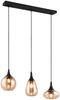 Ausgefallene LED Pendelleuchte 3-flammig, Glas amberfarbig, Breite 70cm Bild 2