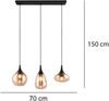 Ausgefallene LED Pendelleuchte 3-flammig, Glas amberfarbig, Breite 70cm Bild 4
