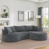 3-Sitzer Sofa H 76 x T 264 x B 168 cm aus grauem Kordstoff mit Getränkehaltern und Kissen Bild 3