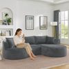 3-Sitzer Sofa H 76 x T 264 x B 168 cm aus grauem Kordstoff mit Getränkehaltern und Kissen Bild 4