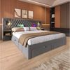 REDOM Polsterbett Bettanlage Schlafzimmer Komplett Set (Doppelbett, 1-tlg, 180 ×200 cm, mit Matratze), mit 2 Nachttischen, 4 Schubladen, Leselicht mit USB Ladefunktion Bild 3