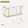 BarberPub Couchtisch Gold, Beistelltisch mit Schublade, Sofatisch mit 2 Ablagen, Moderner Wohnzimmertisch Metall, Kaffeetisch für Wohnzimmer, Schönheitssalon, Marmor-Weiß, 50x100,5x48cm, 2141 Bild 3