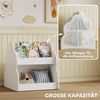 Kinderregal aus Spanplatte mit 4 Fächern und Rollen, 54×50×56, Weiß Bild 4