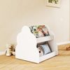 Kinderregal aus Spanplatte mit 4 Fächern und Rollen, 54×50×56, Weiß Bild 2