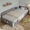 REDOM Schlafsofa mit Erhöhter Weicher Zaun, Hydraulischem Stauraum, 90x200cm Aufbewahrungstasche am Fußende, Polsterbett Kinderbett, ohne Matratze Bild 2