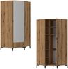 Jugendzimmer Set RISBY-129 mit Eckkleiderschrank und Schreibtisch in Eiche mit weiß und Rillen Design Bild 3